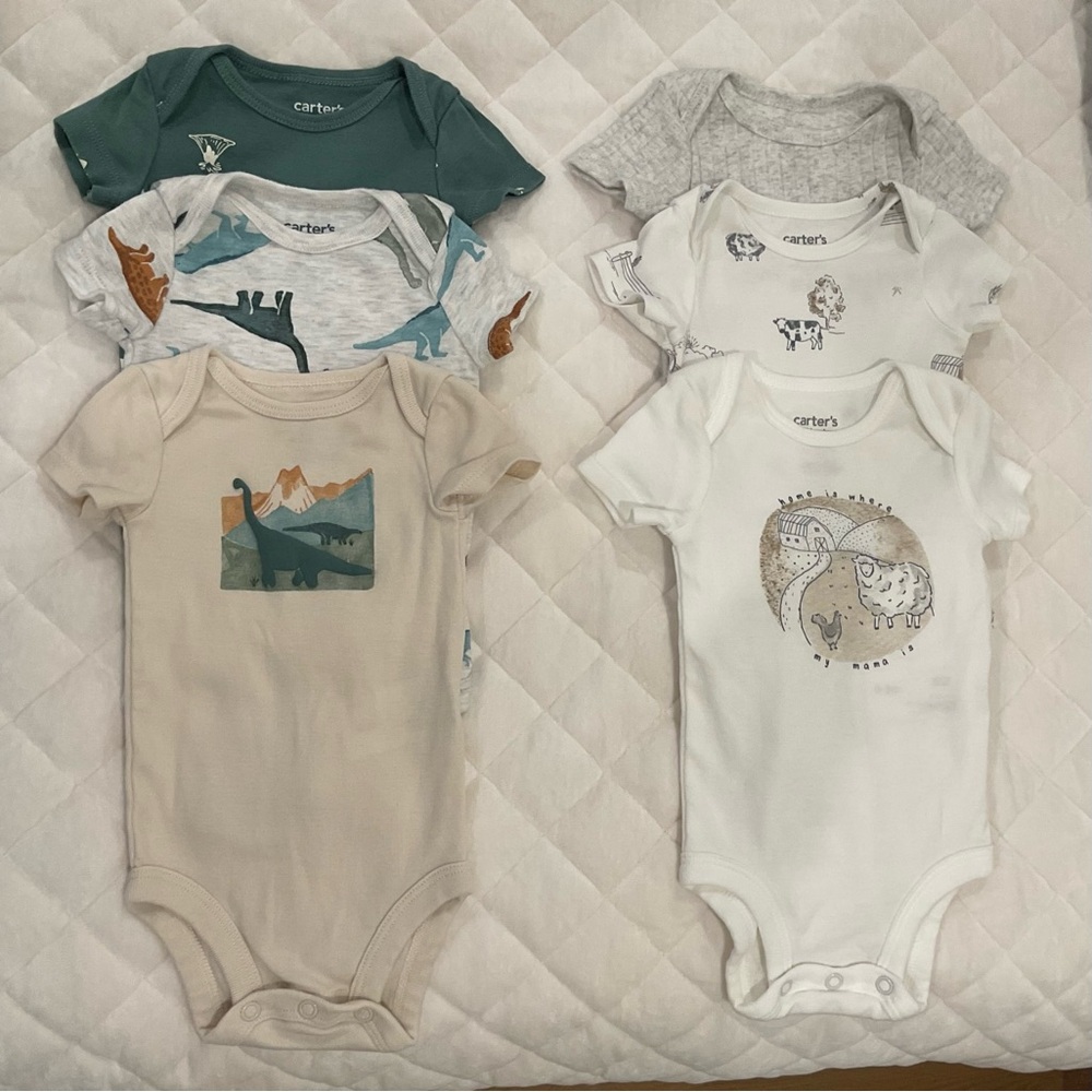 🔴Bundle of 6🔴Carter's Dinosaur and Animal Print Bodysuits Onsies-🔴